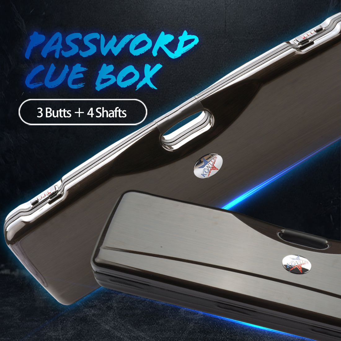 KONLLEN Cue Case 7 Holes 3 Butt 4 Shafts Password Box