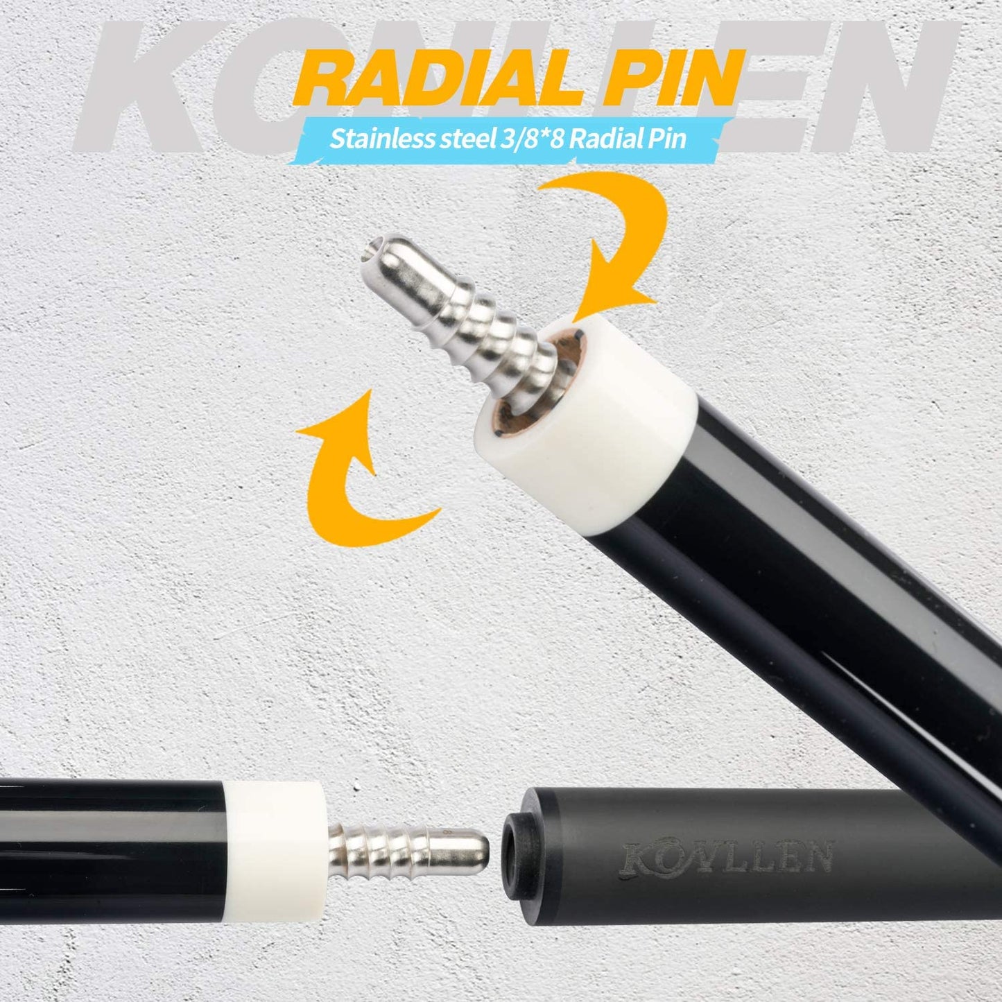 KONLLEN 3 Cushion Carom Cue Carbon Fiber Stick Technology Billiard Cue (Silver Ring Inlay,Carbon Fiber Shaft,142cm, 12mm 3c-Plus Tip, Radial