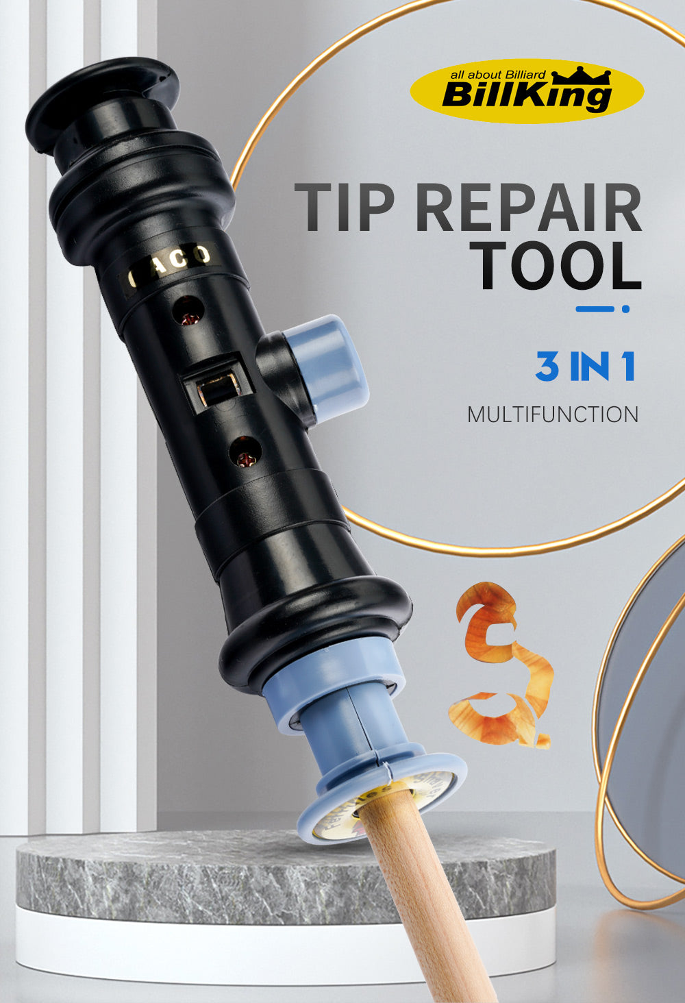 Billking Tip Tool Ferrule Billiards 3 in 1 Tip Plate Trimmer Tip Side Tip Cutting  Maintaince