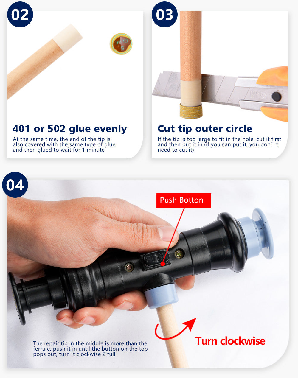 Billking Tip Tool Ferrule Billiards 3 in 1 Tip Plate Trimmer Tip Side Tip Cutting  Maintaince