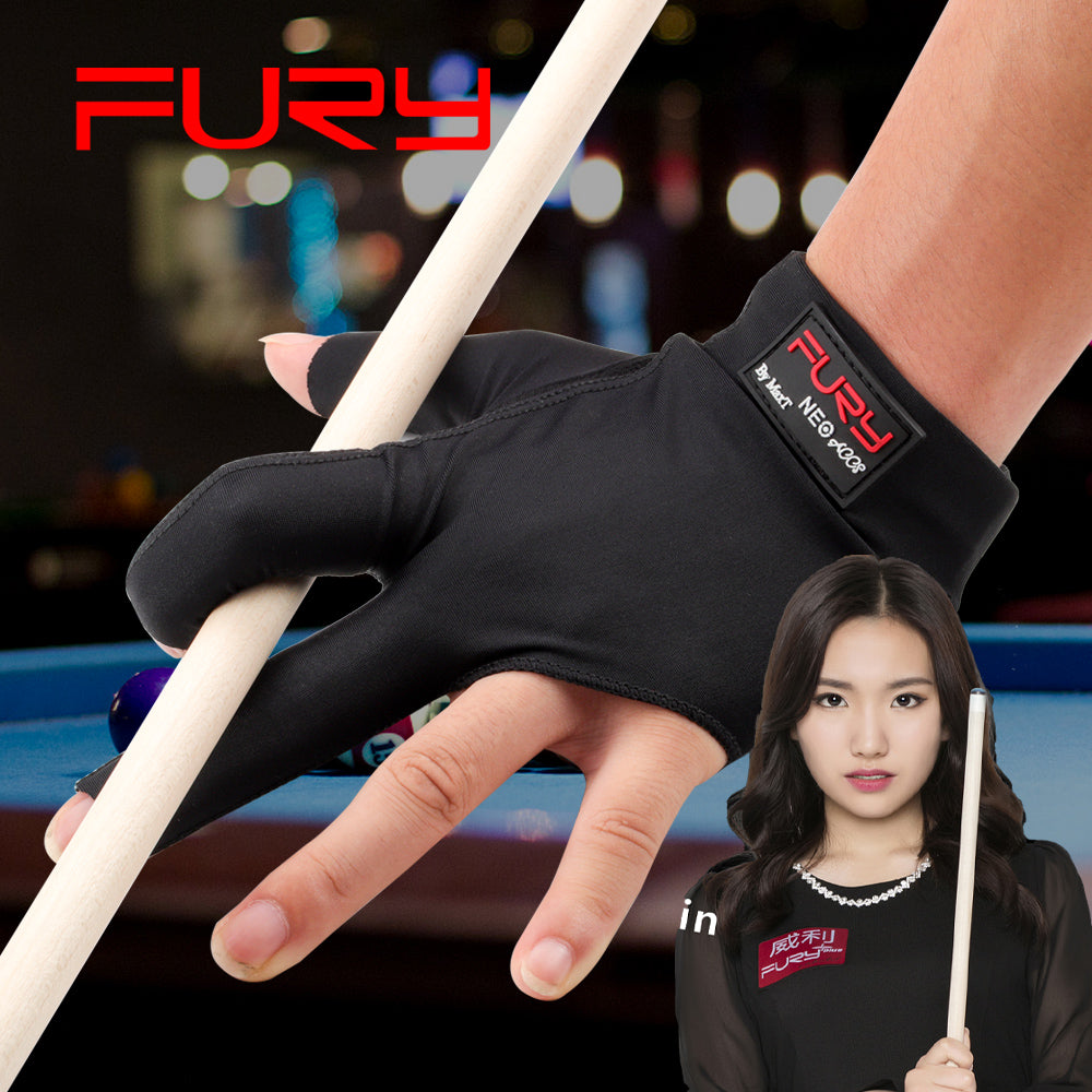 Original FURY Gloves Blue/Black Non-slip Lycra Fabric Pool Snooker Glo
