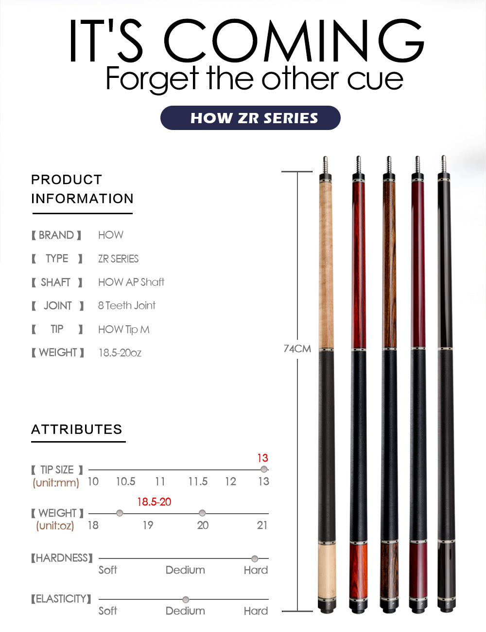 HOW Official Store HOW ZR Pool Cue 13mm Tip