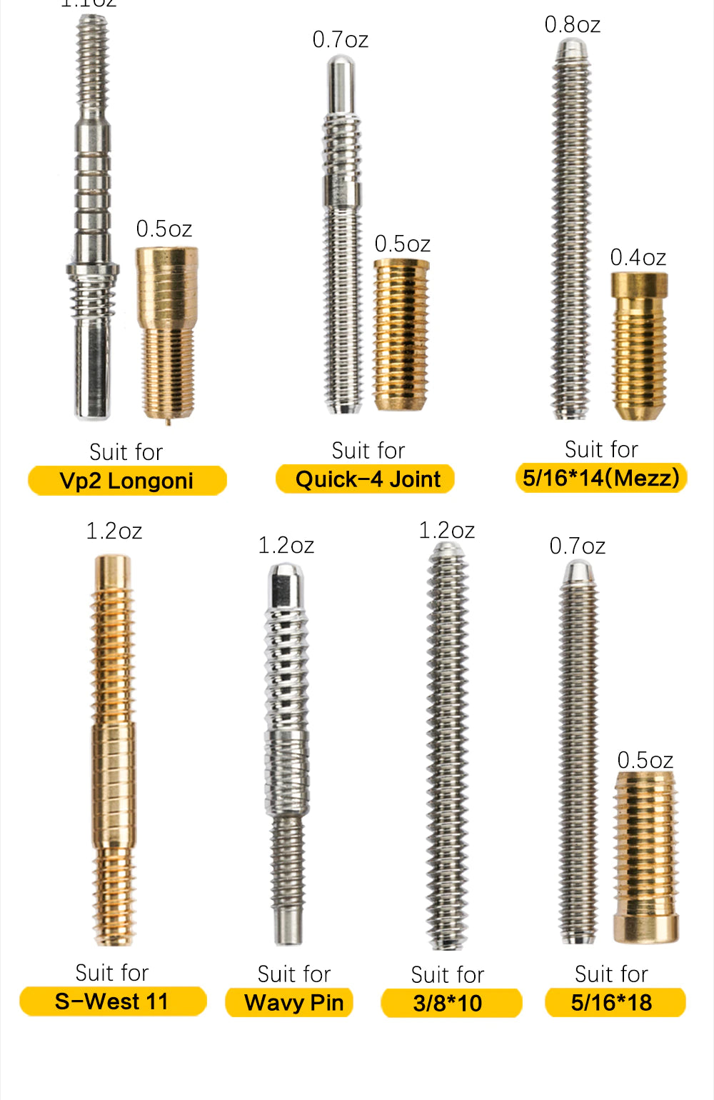 Billiards Pool Cue Joint Pin&Insert Longoni VP2/Wavy/Uni Loc Radial 3/810 3/811 United Joint