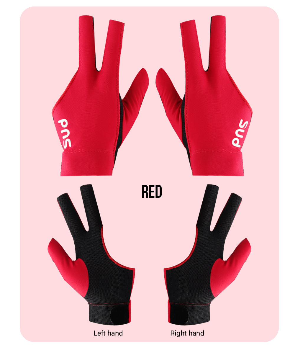 PNS Billiard Gloves Lycra Fabric Billiard Gloves Blue Red Black Left And Right