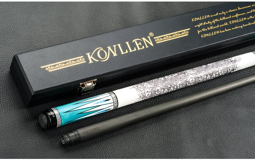 KONLLEN Carbon Fiber Pool Cue Technology Shaft 12.6mm Tip Embedded 4 Carbon Tubes Butt Leather Grip 3/8*8 Radial Pin