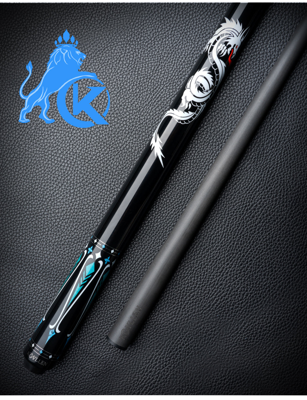 KONLLEN Carbon Fiber Pool Cue Stick Dragon Professional (Full Carbon Technology Low Deflection Billiard,12.5mm,147cm)