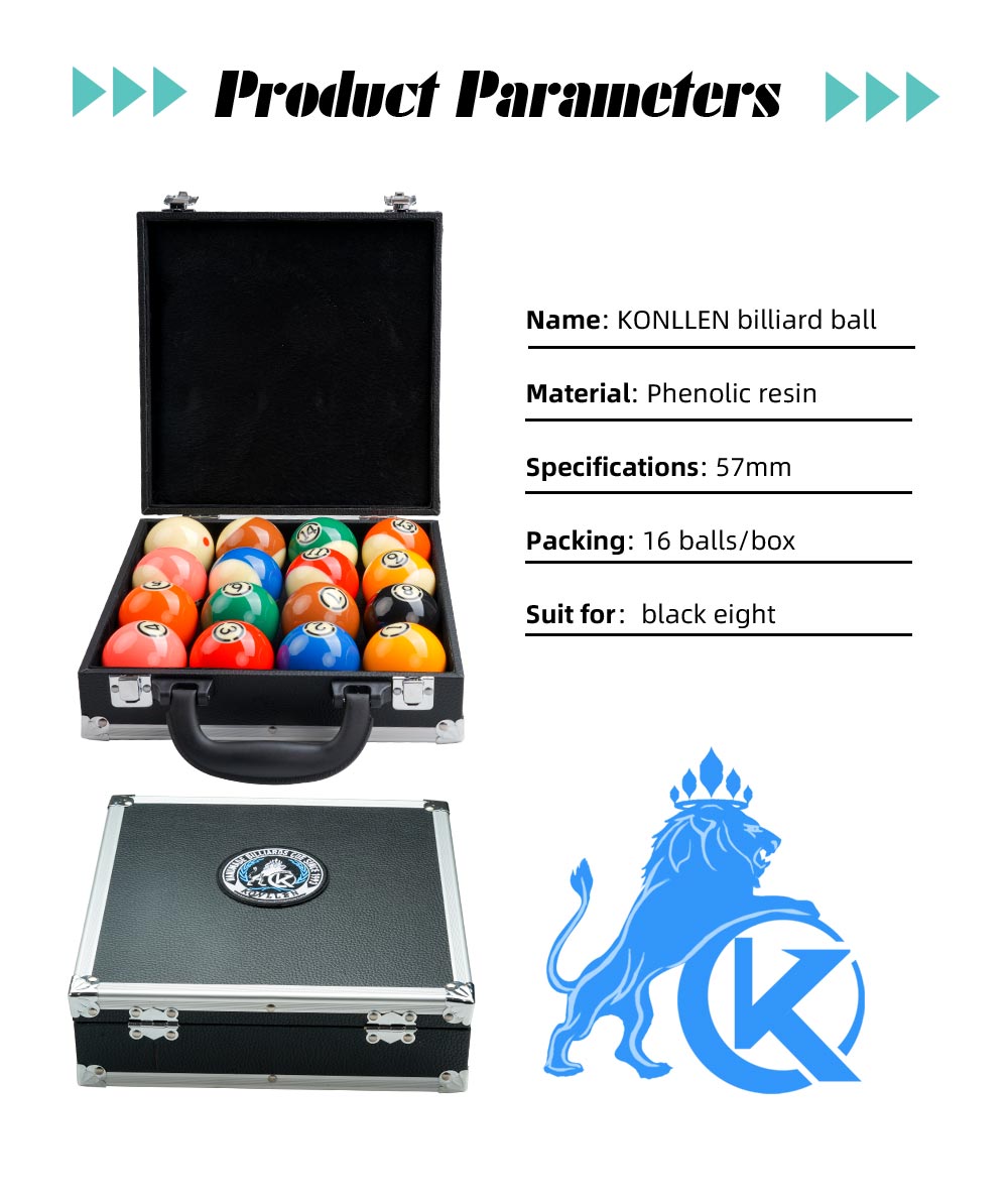 KONLLEN Billiard Pool Balls Set 16pcs 57.2mm Resin Balls Crystal Pool Practice Pool Table Balls Tournament Billiards Accessories