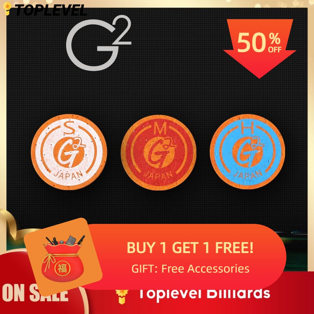 Original G2 Pigskin Snooker Pool Cue Tip 11mm 14mm Black 8 Billiards Stick Accessory S/M/H Professional Leather Stick Tip JAPAN