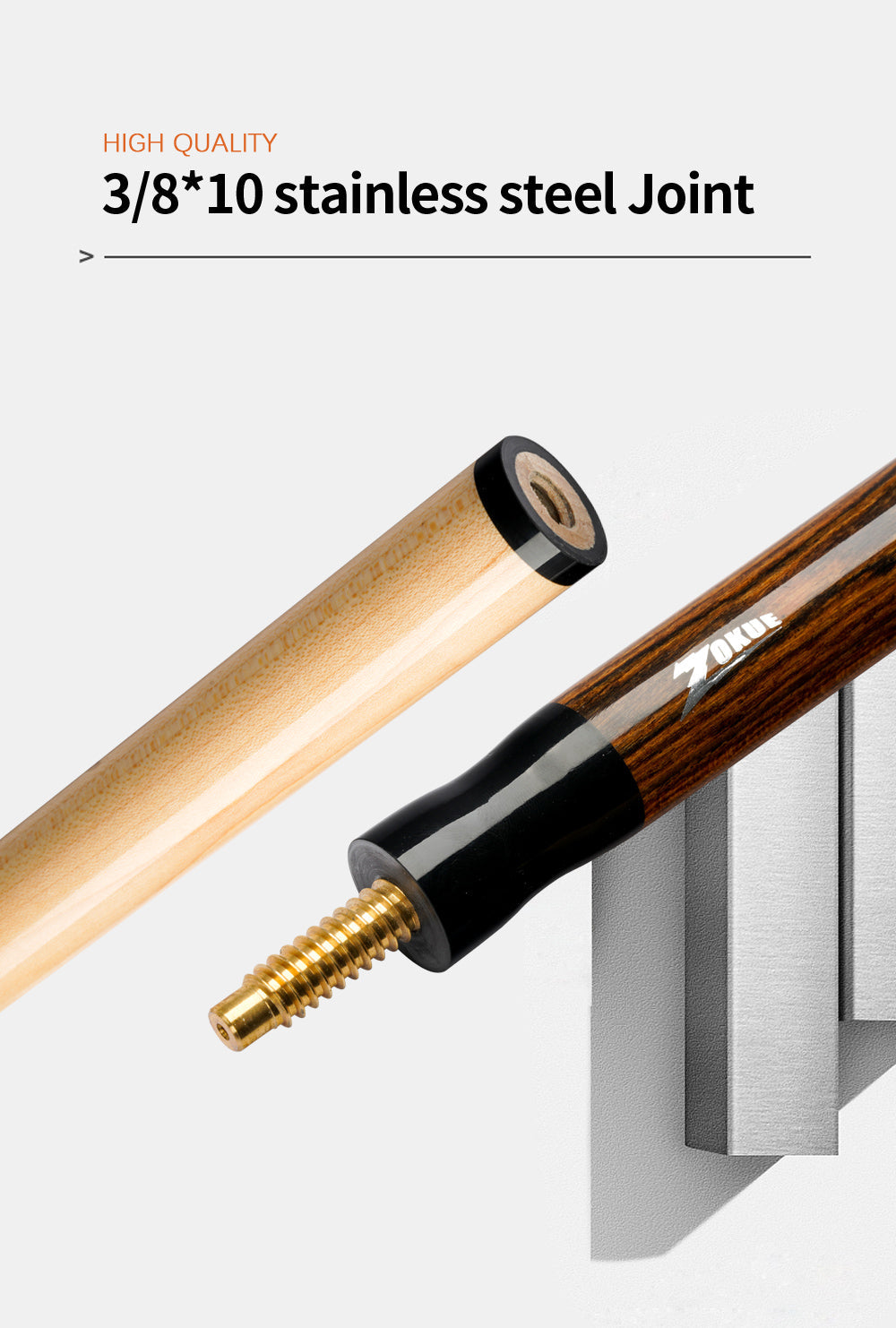 ZOKUE Billiards Jump Cue 108cm 13.5mm Tip Hard Tecnologia Maple Shaft Jump Stick Technology Professional Cue