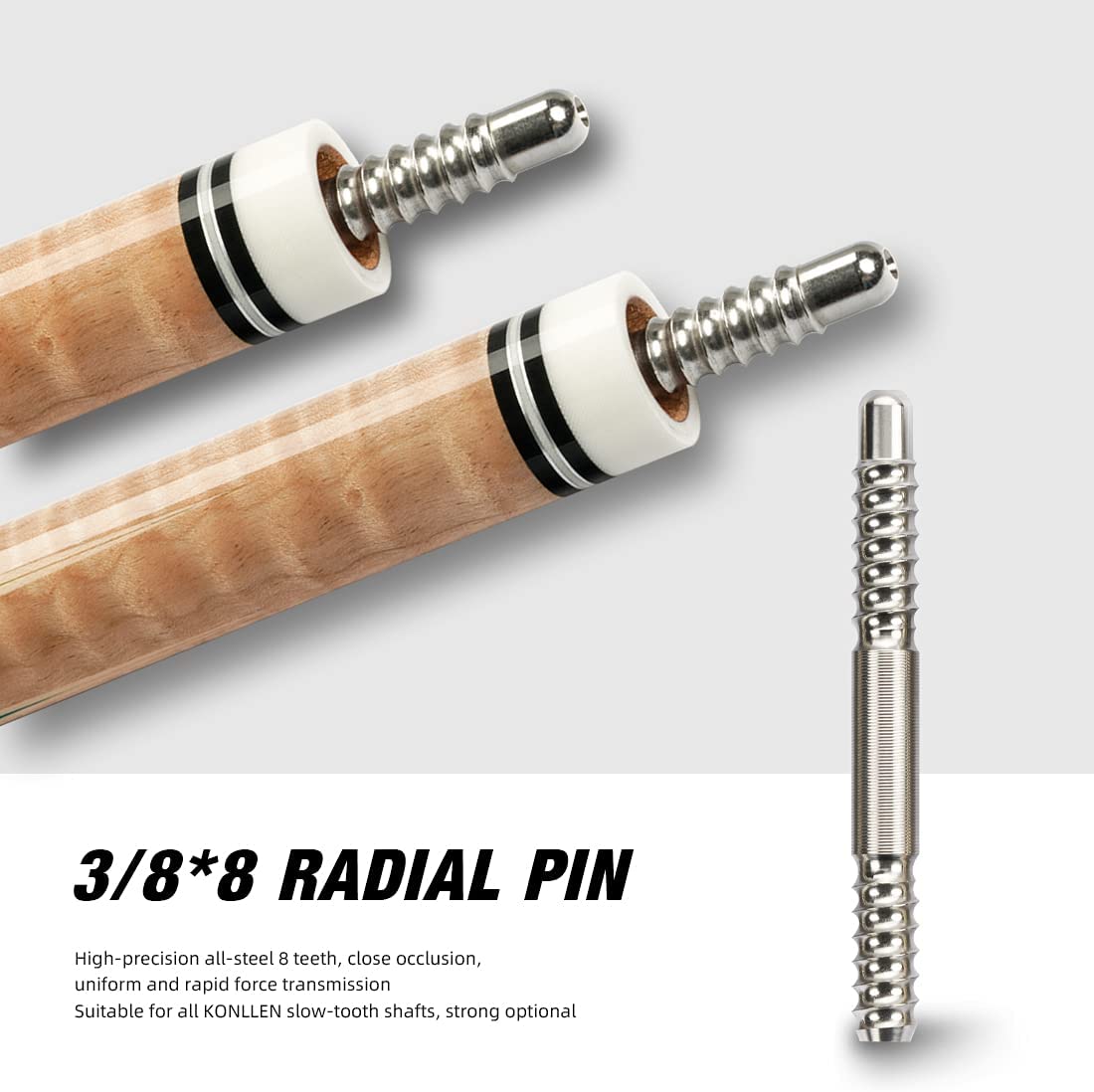 KONLLEN 3 Cushion Carom Cue Real Inlay Low Deflection Stick Technology Billiard Cue (12 Pieces in 1 Shaft,142cm, 12.2mm Tip, Radial Pin Join