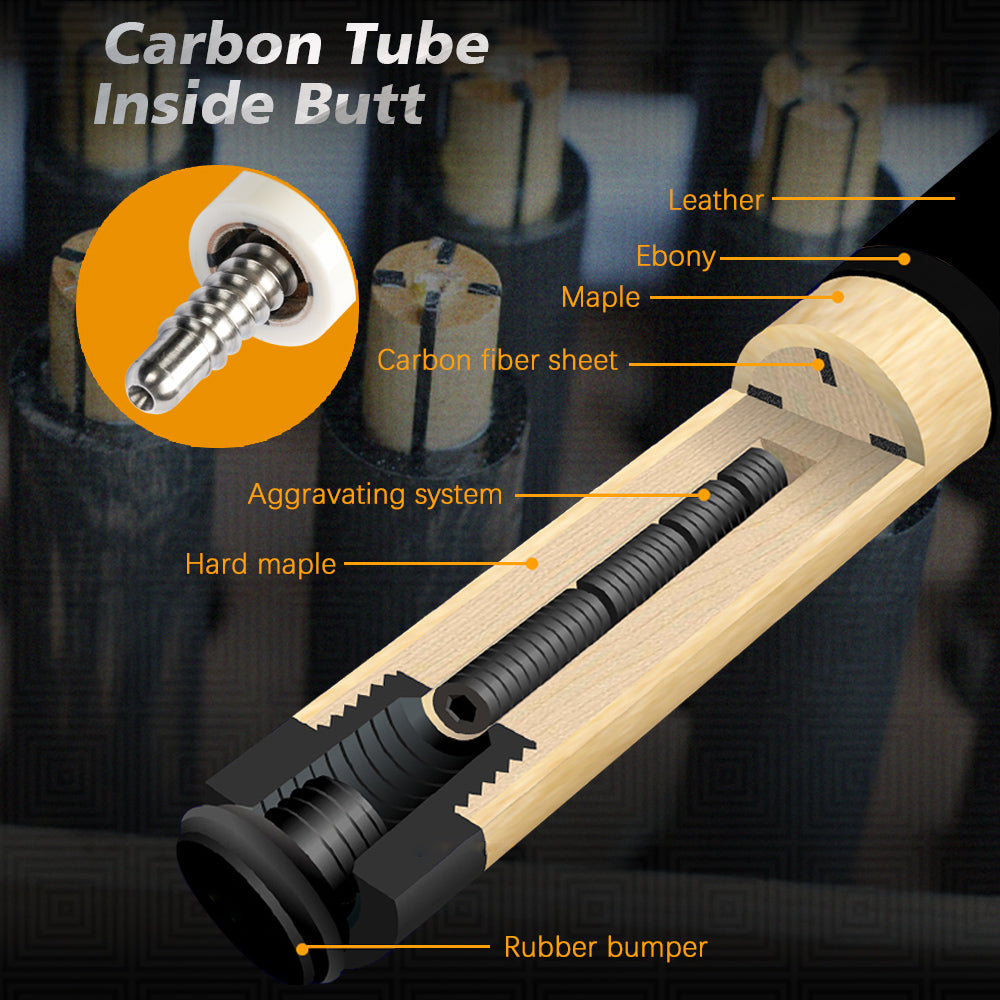 KONLLEN Biliard Carbon Fiber 3 Cushion Carom Cue Stick Technology 3 Cushion Cue Billiard Cue Carbon Fiber 142cm Libre Cue