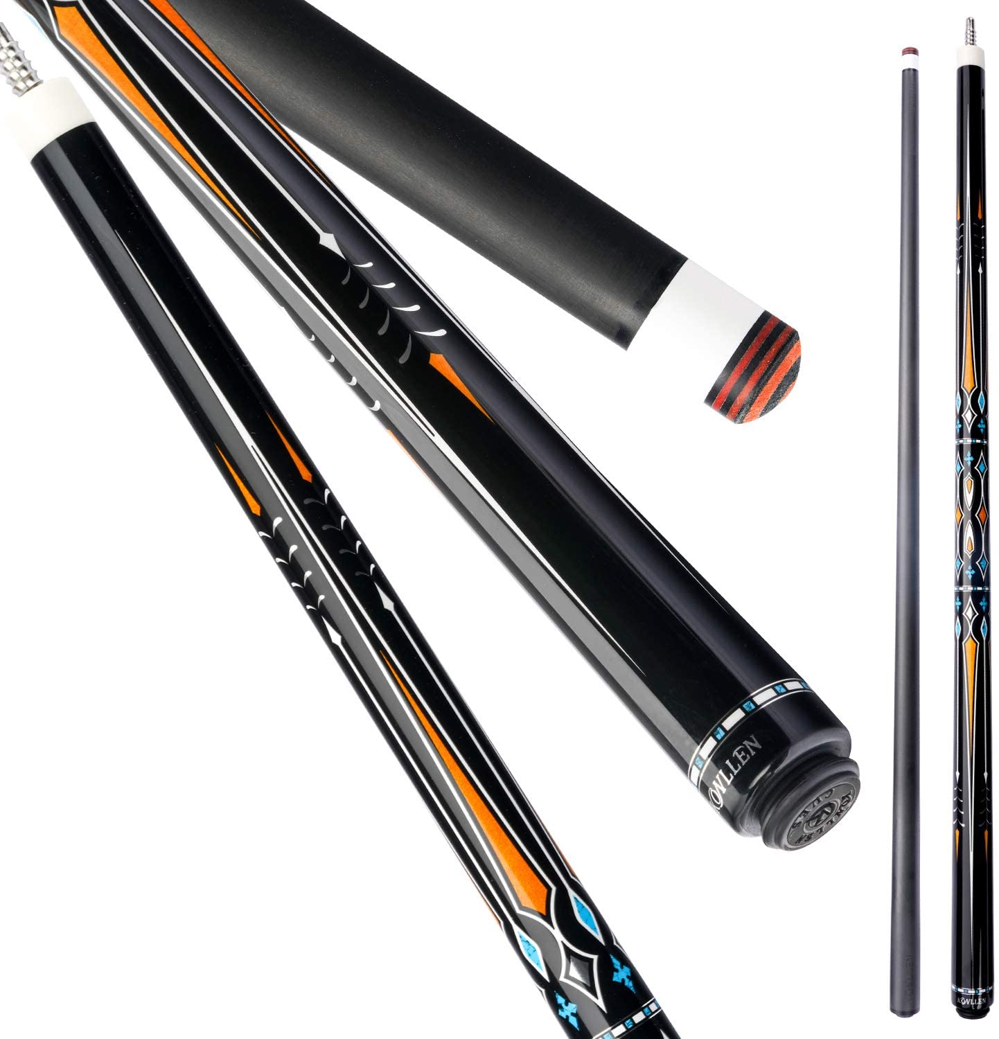 KONLLEN 3 Cushion Carom Cue Carbon Fiber Stick Technology Billiard Cue (Silver Ring Inlay,Carbon Fiber Shaft,142cm, 12mm 3c-Plus Tip, Radial