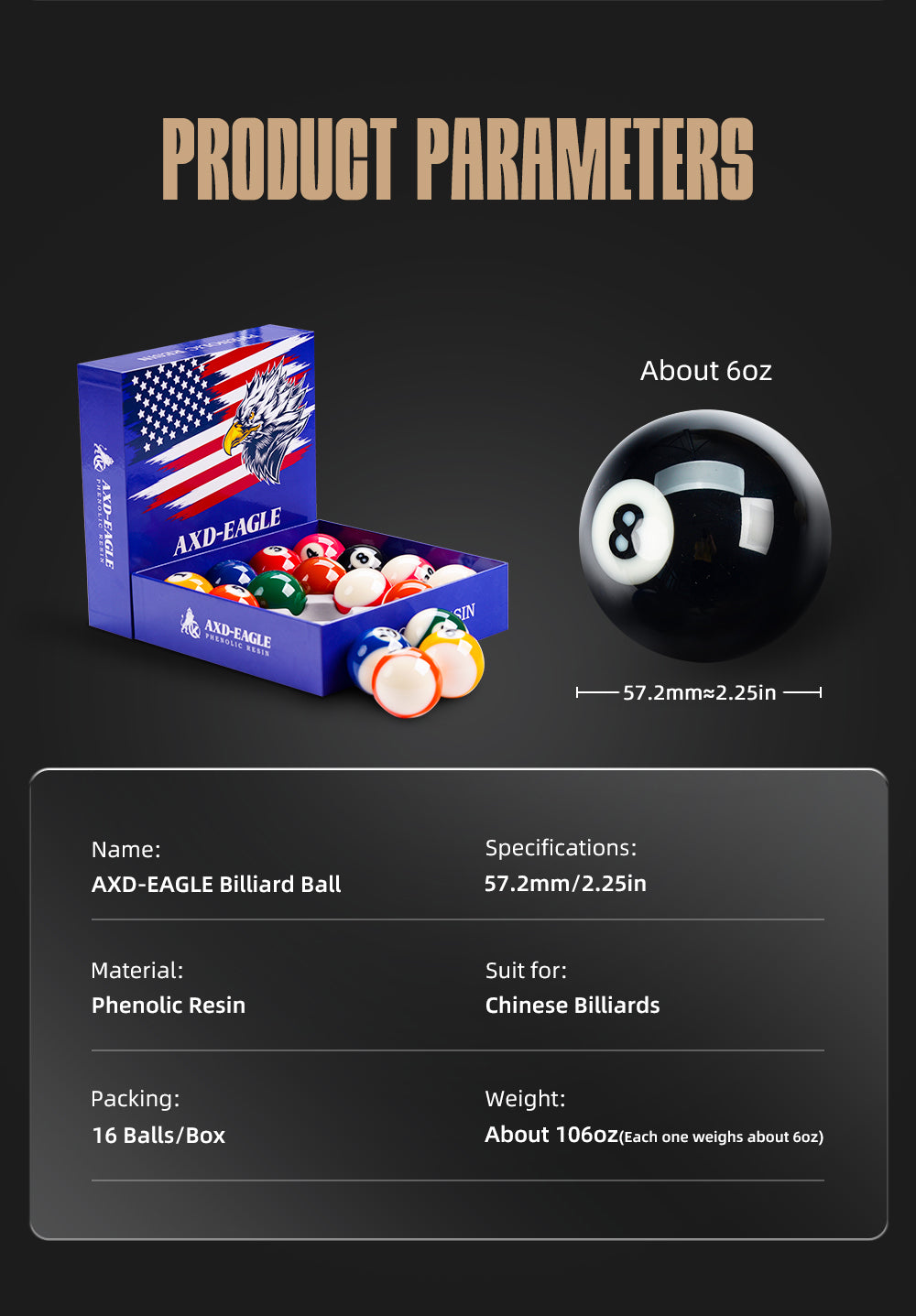 KONLLEN Phenolic Resin Billiard Balls Set 2-1/4" Regulation Size Tournament Pool Balls Set Pool Table Accessories