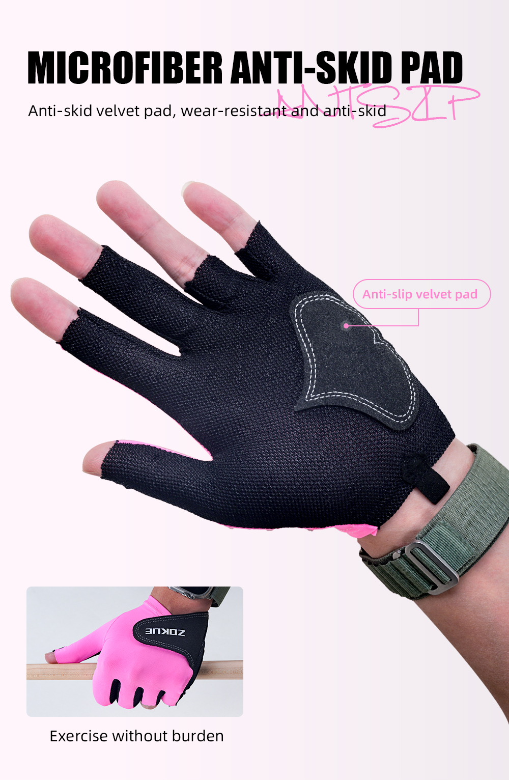 ZOKUE Glove Left Hand Medium Pink/Black High Quality Ballteck Korea Carom Glove 3 Fingers Professional Pool Glove Billiard Accessories
