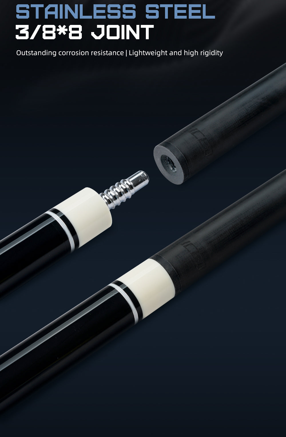 ICEQ Carbon Fiber Pool Cue Stick 58" Billiard Cue Sticks Professional Low Deflection Pool Sticks with 3/8 * 8 Pin Joint 12.5mm