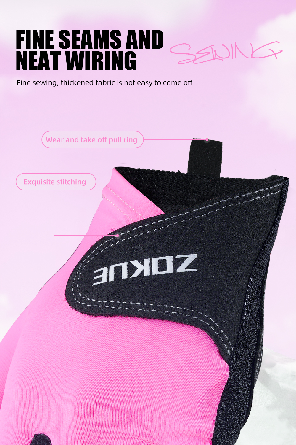 ZOKUE Glove Left Hand Medium Pink/Black High Quality Ballteck Korea Carom Glove 3 Fingers Professional Pool Glove Billiard Accessories