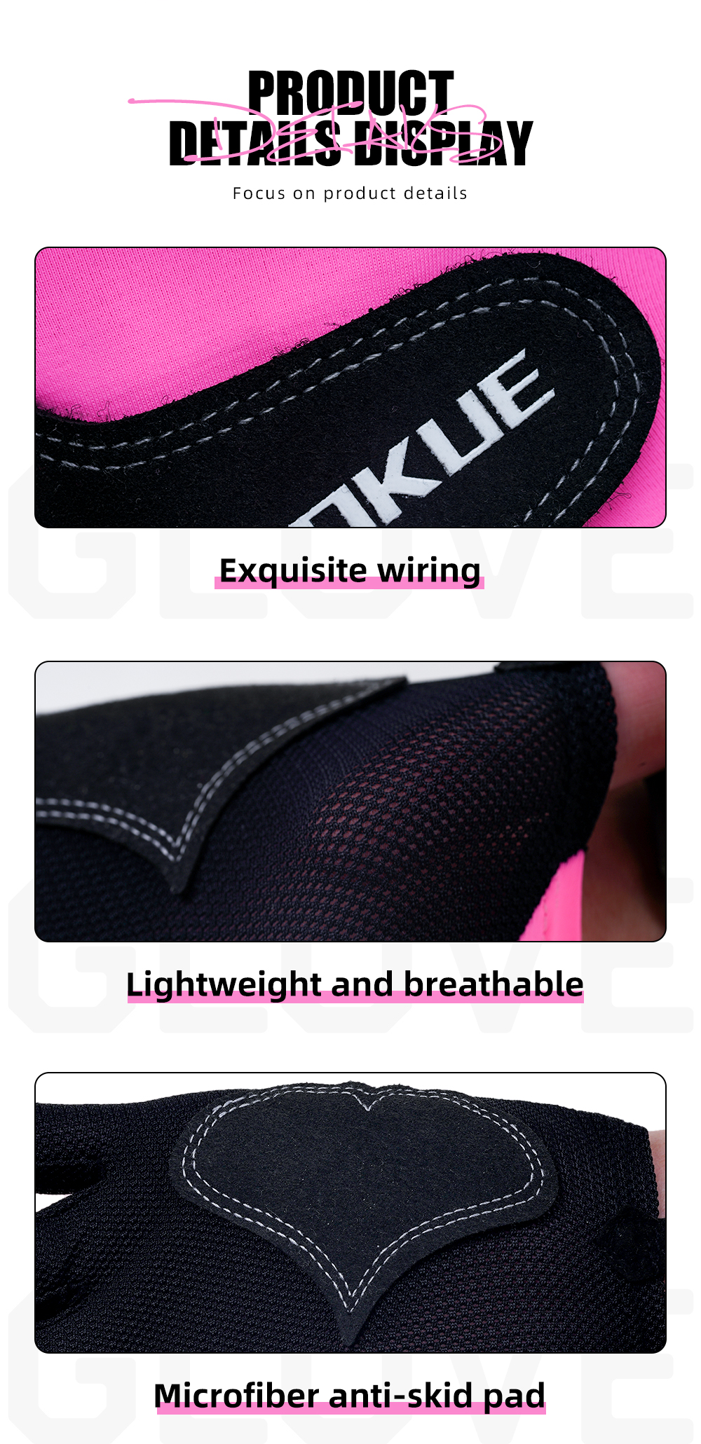 ZOKUE Glove Left Hand Medium Pink/Black High Quality Ballteck Korea Carom Glove 3 Fingers Professional Pool Glove Billiard Accessories