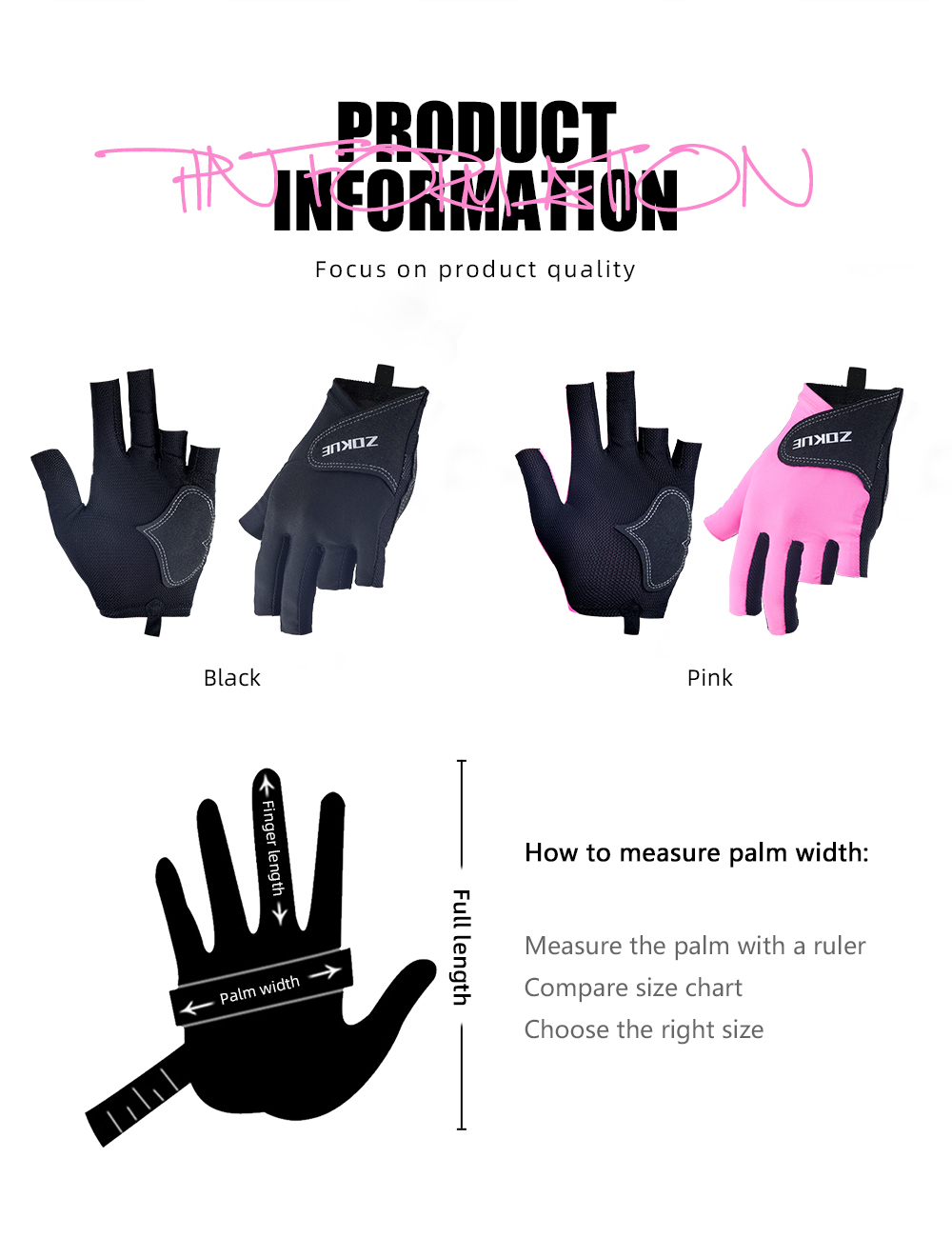 ZOKUE Glove Left Hand Medium Pink/Black High Quality Ballteck Korea Carom Glove 3 Fingers Professional Pool Glove Billiard Accessories