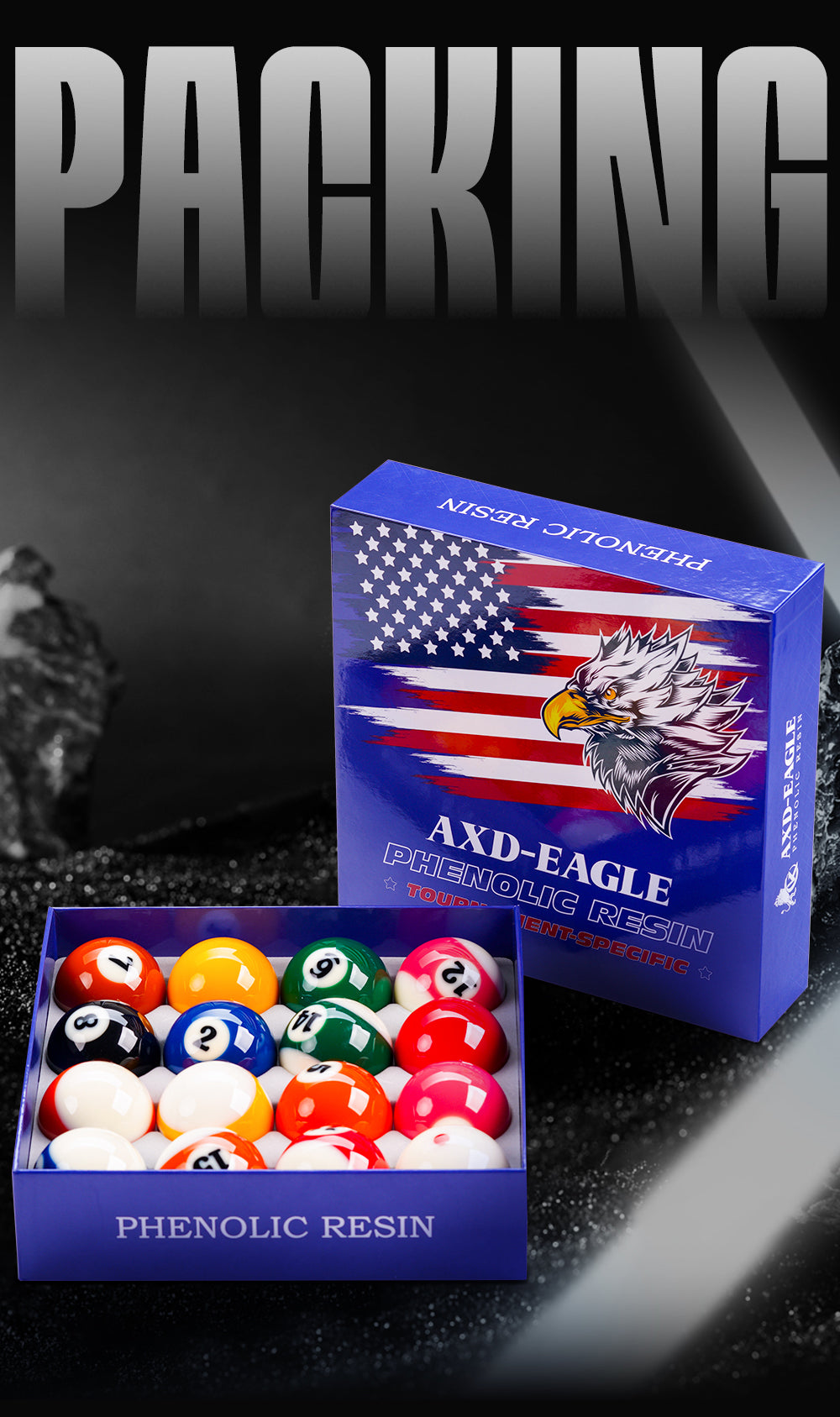 KONLLEN Phenolic Resin Billiard Balls Set 2-1/4" Regulation Size Tournament Pool Balls Set Pool Table Accessories