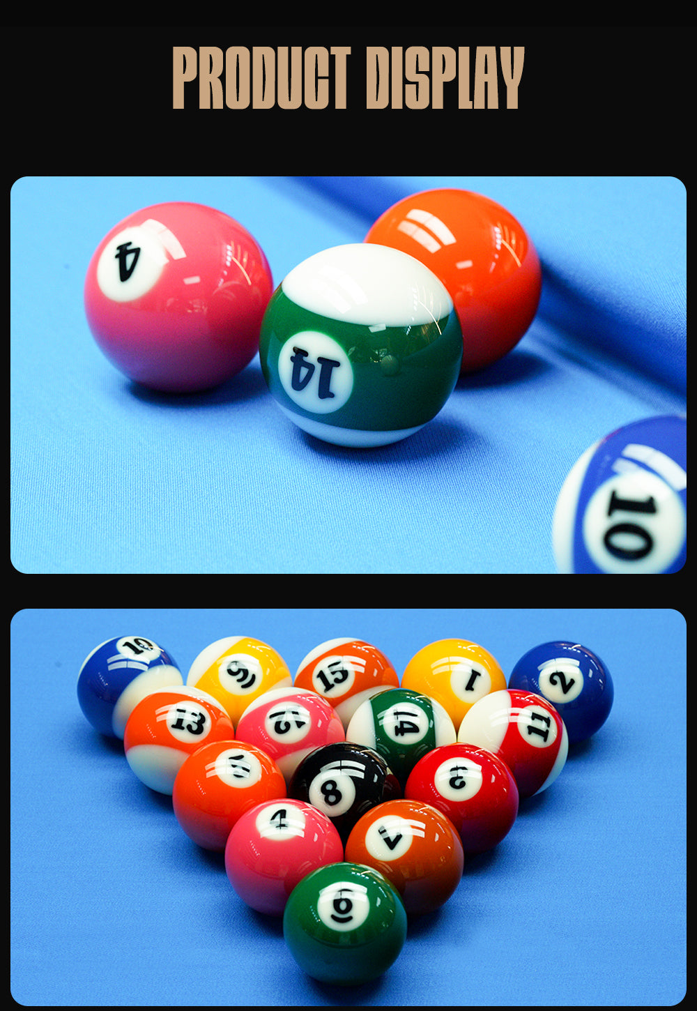 KONLLEN Phenolic Resin Billiard Balls Set 2-1/4" Regulation Size Tournament Pool Balls Set Pool Table Accessories