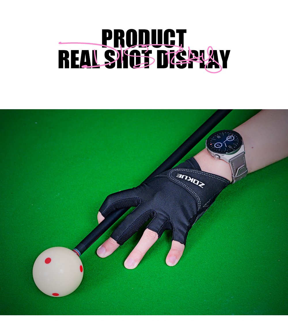 ZOKUE Glove Left Hand Medium Pink/Black High Quality Ballteck Korea Carom Glove 3 Fingers Professional Pool Glove Billiard Accessories
