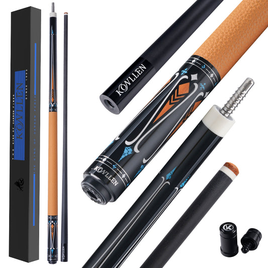 KONLLEN Billiard Carbon Fiber Pool Cue 12.5mm Tip 3*8/8 Joint Pin Professional Taper Leather Grip with case