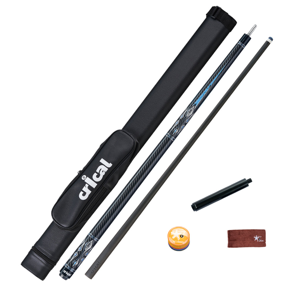 CRICAL  CL-04 Carbon Fiber Pool Cue Stick 58" Billiard Cue Sticks Professional Low Deflection Pool Sticks with 3/8 * 8 Pin Joint and 12.5mm Tip