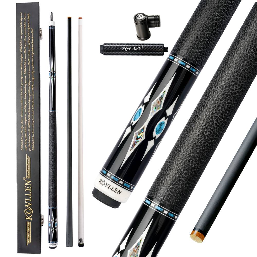 KONLLEN AK Carbon Fiber Billiard Cue Stick Carbon Technology Double Shafts Inlay Cue Radial 3*8/8 Pin Billiards Pool Cue Kit