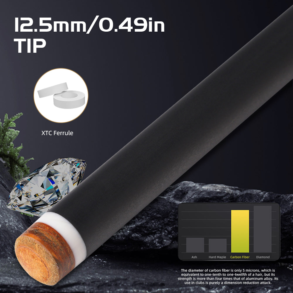 【Crical】CXD-3RF Carbon Fiber Pool Cue Stick with 12.5mm Tip leather grip Low Deflection shaft for Billiard Cue Sticks