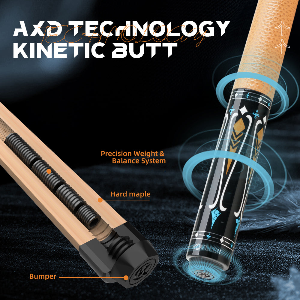 KONLLEN Carbon Fiber Pool Cue Stick Handmade Inlay Cue 12.5mm (Abalone Shell Inlay Ring, Carbon Technology Low Deflection Billiard Cue Stick, Ebony