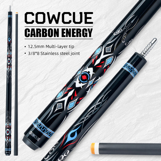 CRICAL Carbon Fiber Pool Cue Stick 58" Billiard Cue Sticks Professional Low Deflection Pool Sticks with 3/8 * 8 Pin Joint and 12.5mm Tip