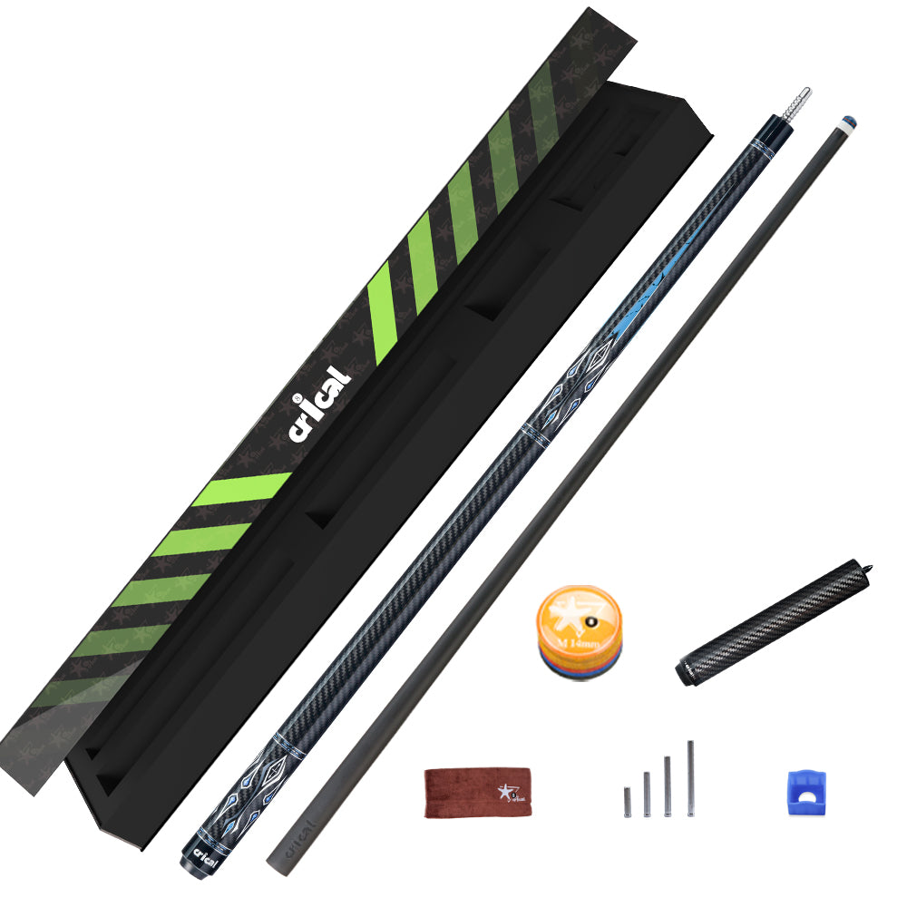 CRICAL  CL-04 Carbon Fiber Pool Cue Stick 58" Billiard Cue Sticks Professional Low Deflection Pool Sticks with 3/8 * 8 Pin Joint and 12.5mm Tip