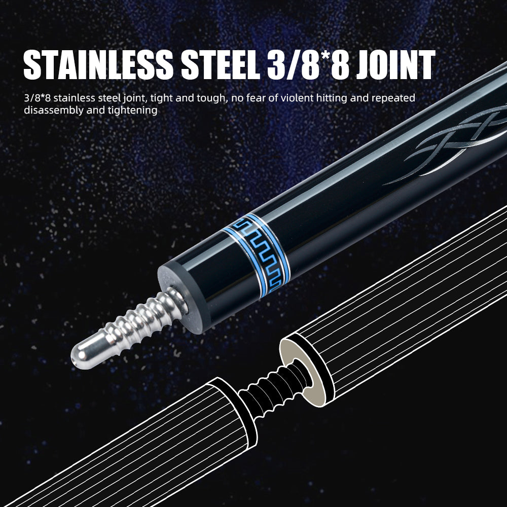 CRICAL Carbon Fiber Pool Cue Stick 58" Billiard Cue Sticks Professional Low Deflection Pool Sticks with 3/8 * 8 Pin Joint and 12.5mm Tip