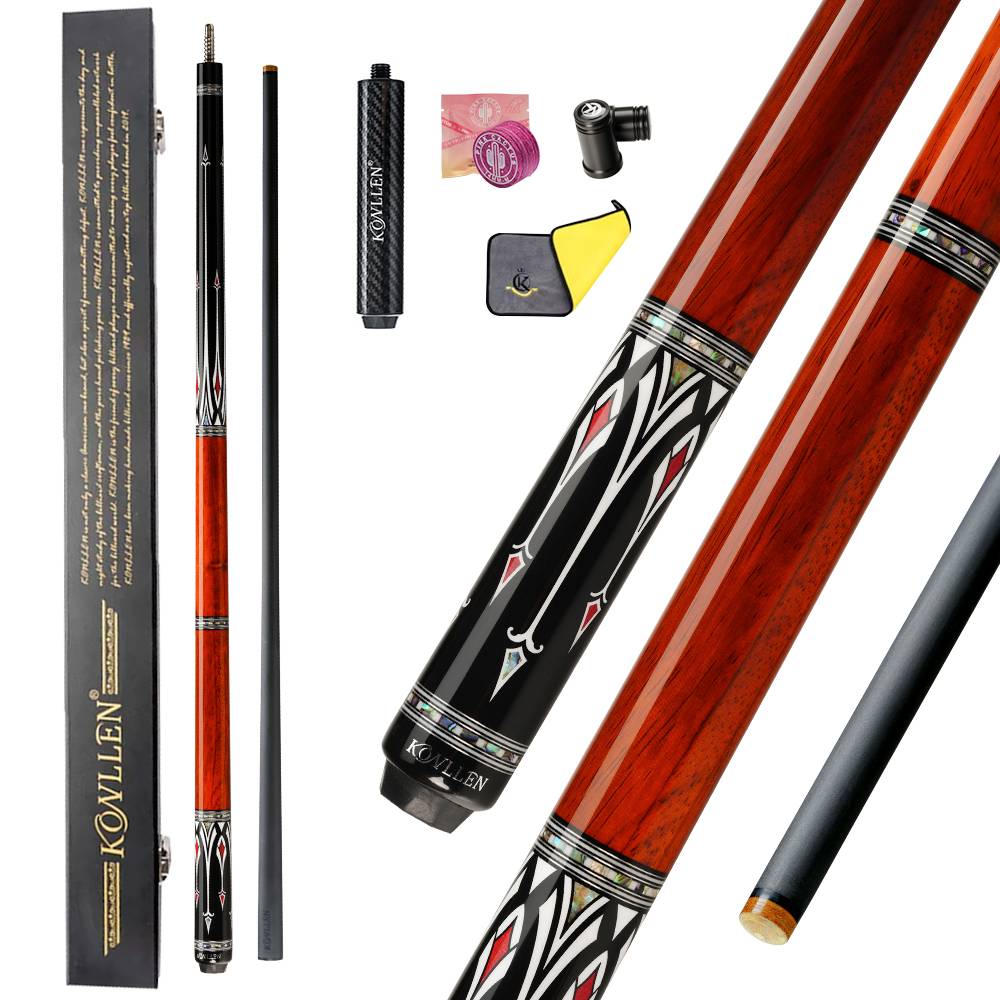 KONLLEN AS Carbon Fiber Inlay Pool Cue Stick 10.5/11.5/12.5mm Leather Wrap/Wrapless Black Technology Low Deflection Billiard