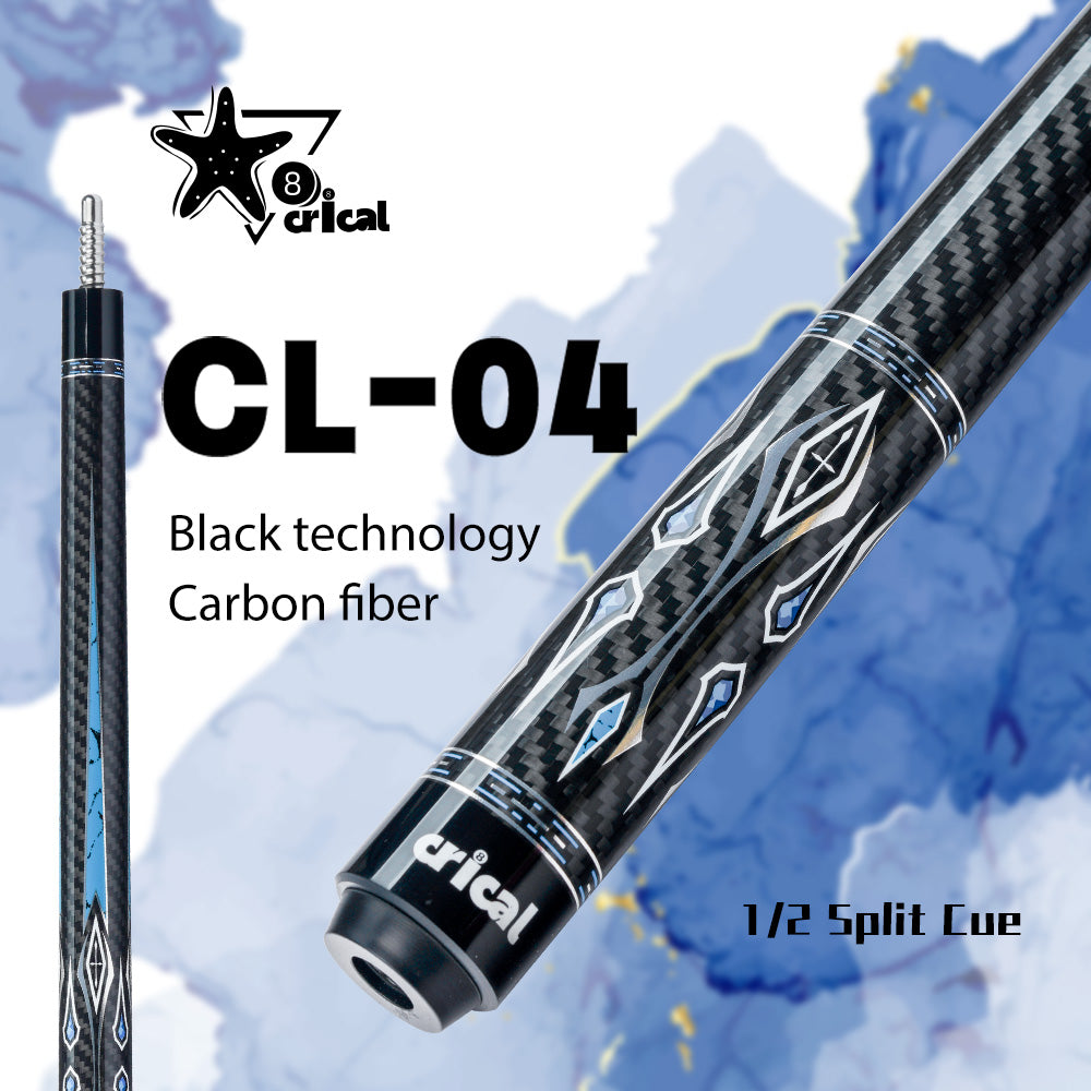 CRICAL  CL-04 Carbon Fiber Pool Cue Stick 58" Billiard Cue Sticks Professional Low Deflection Pool Sticks with 3/8 * 8 Pin Joint and 12.5mm Tip