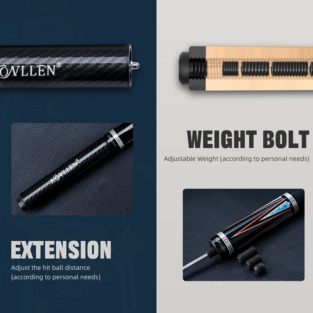 KONLLEN Carbon Fiber Pool Cue Stick Handmade Inlay Cue