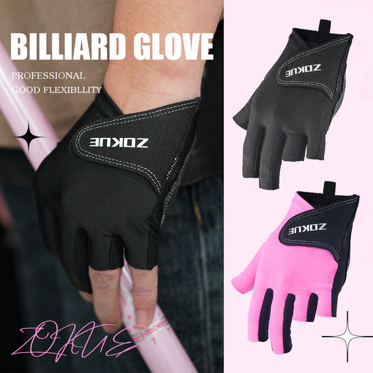 ZOKUE Glove Left Hand Medium Pink/Black High Quality Ballteck Korea Carom Glove 3 Fingers Professional Pool Glove Billiard Accessories