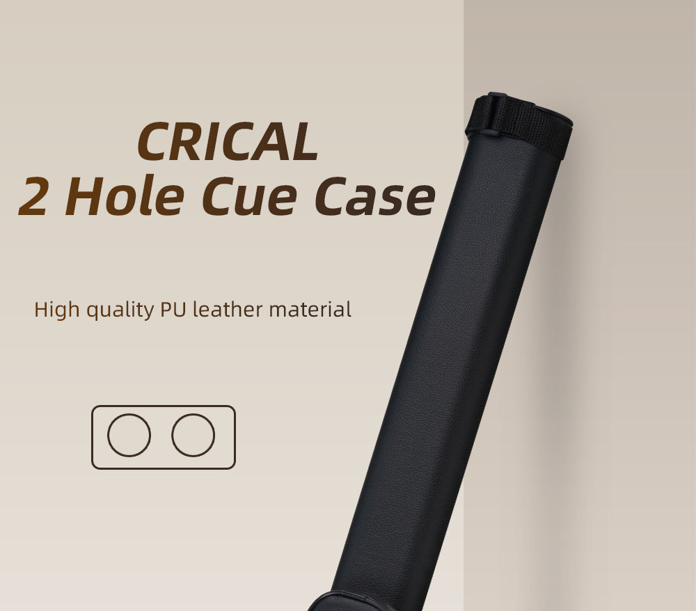 CRICAL Billiard Cue Cases Hard Pool Cue Case,Cue Stick Case 1 Stick 2 Holes Holds 1 Complete of 2-Piece Cue PU Cue Stick Case Bag