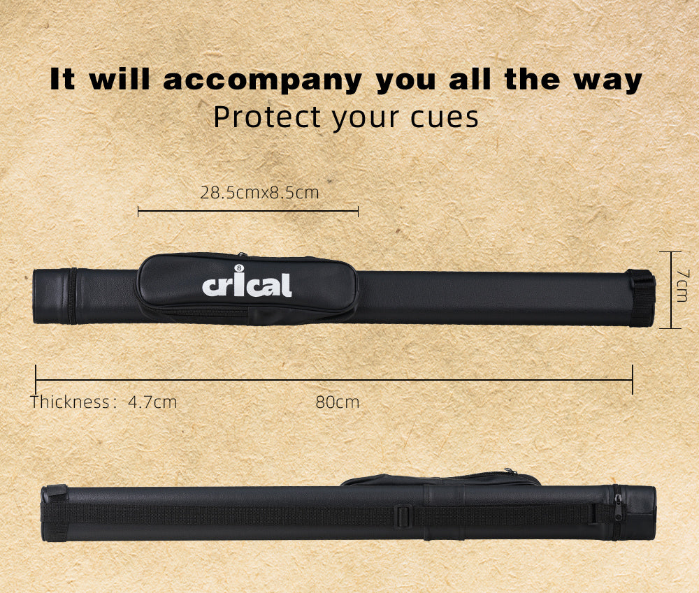 CRICAL Billiard Cue Cases Hard Pool Cue Case,Cue Stick Case 1 Stick 2 Holes Holds 1 Complete of 2-Piece Cue PU Cue Stick Case Bag