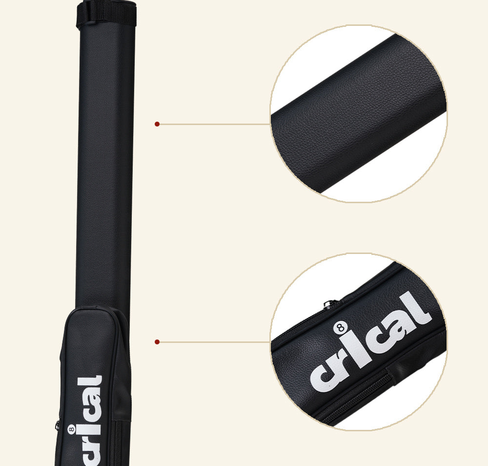 CRICAL Billiard Cue Cases Hard Pool Cue Case,Cue Stick Case 1 Stick 2 Holes Holds 1 Complete of 2-Piece Cue PU Cue Stick Case Bag