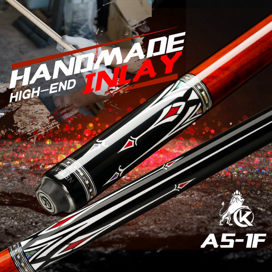 KONLLEN AS Carbon Fiber Inlay Pool Cue Stick 10.5/11.5/12.5mm Leather Wrap/Wrapless Black Technology Low Deflection Billiard