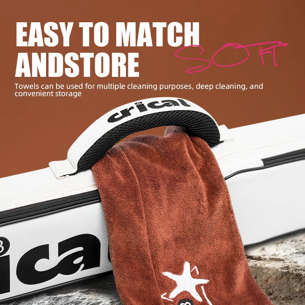 Crical Snooker Pool Cue Cleaning Towel with Multi-Function Polished Rod Wiping Cloth Suede Towel for Billiards Accessories