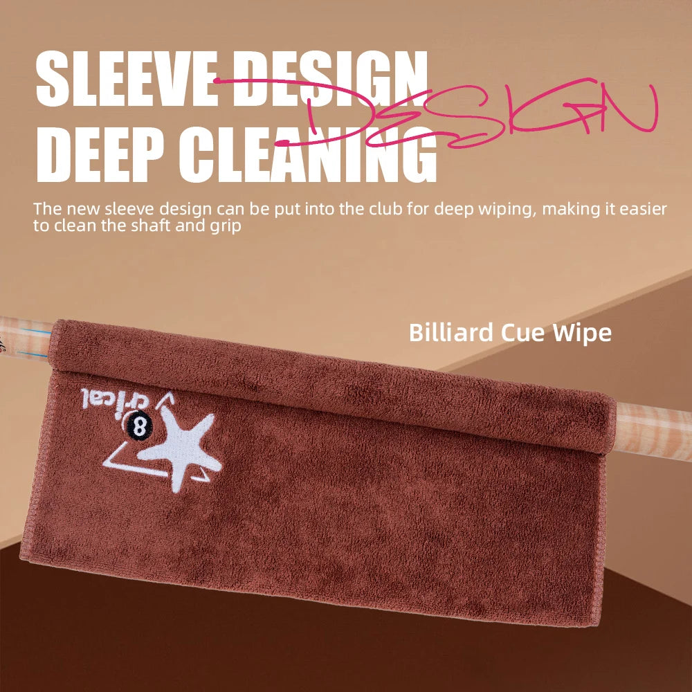 Crical Snooker Pool Cue Cleaning Towel with Multi-Function Polished Rod Wiping Cloth Suede Towel for Billiards Accessories