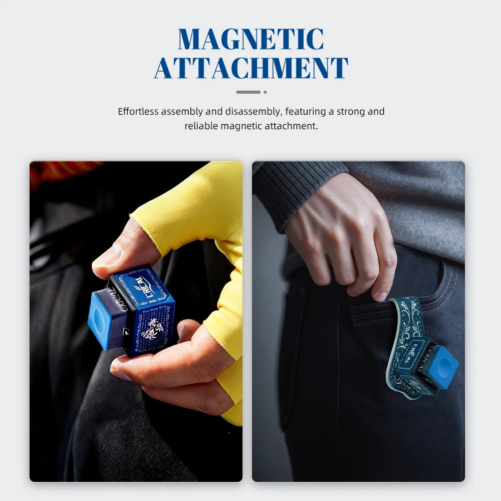 Crical Billiard Chalk Holder with Square Leather Engraved Magnetic Support for Pool Cue Snooker Silent Billiard Accessories