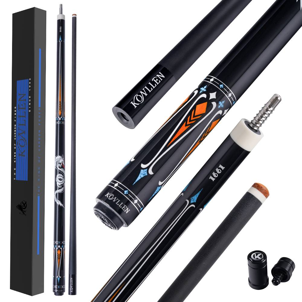 NEW Konllen Cue Carbon Technology Carbon Fiber Pool Cue Shaft 12.5mm Kit 3/8*8 Radial Pin Joint 147cm Play Cue Stick Kits